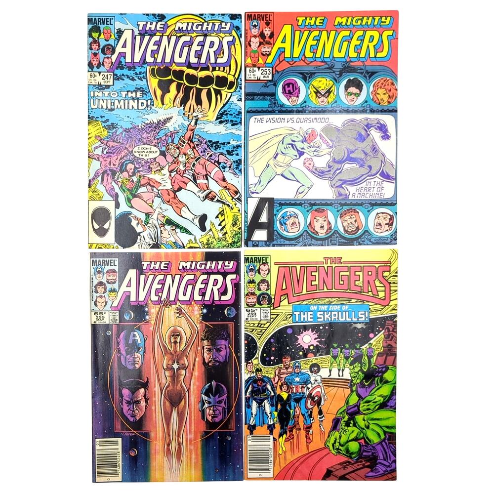 Avengers Lot 247 253 255 259 Marvel Comics Vision Skrulls Eternals Cap America